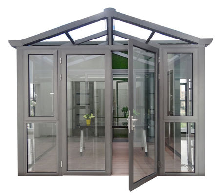 Insulated 12mm Outdoor Glass Patio Rooms Triangle Modern Conservatory PVDF Coating