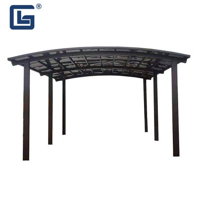 Dark Black 6.5m Double Aluminum Carport With Polycarbonate Roof