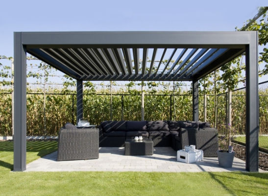 Rainproof Outdoor Garden Gazebo 6063 T5 Aluminum Pergola 2.5m With Louvered Roof